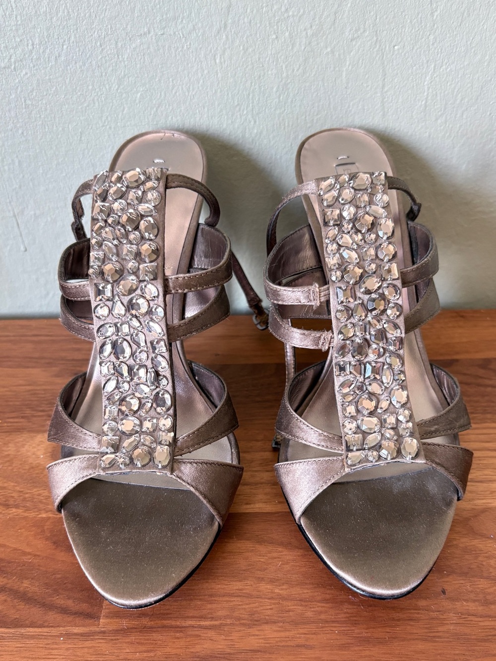 BCBG Max Azria Women's Metallic Gray Strappy High Heel Sandals